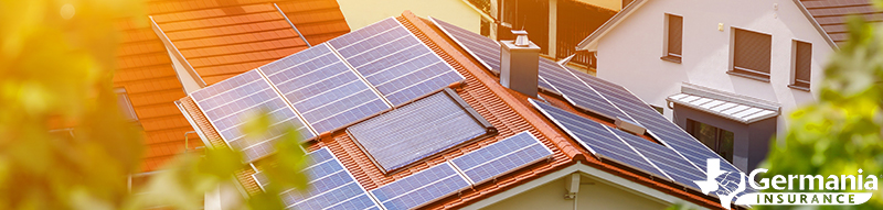 Solar panels on the roof of a house covered by homeowners insurance