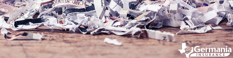 Sensitive documents that have been destroyed by a shredder