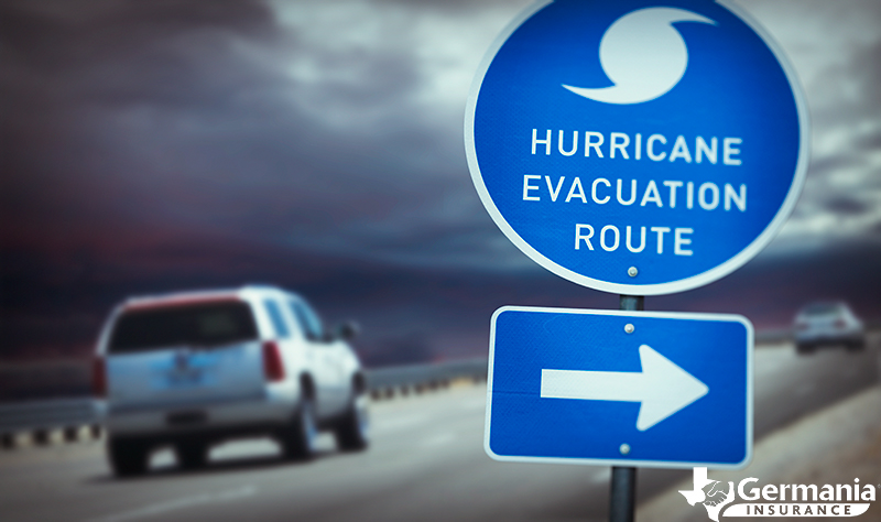 A car following the route from a hurricane evacuation plan. 