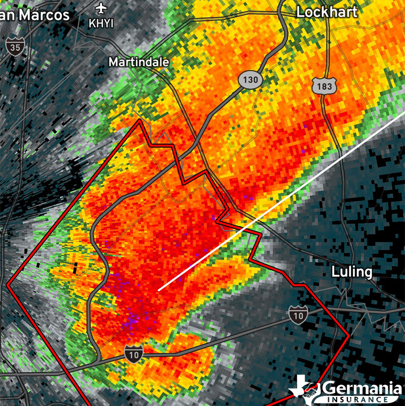 The radar hook echo of a tornado producing supercell in Texas