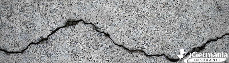 A crack in a concrete foundation after foundation settling